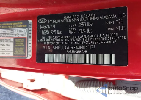 2021 Hyundai Elantra Se z USA, uszkodzony, nr VIN 5NPLL4AGXMH041137